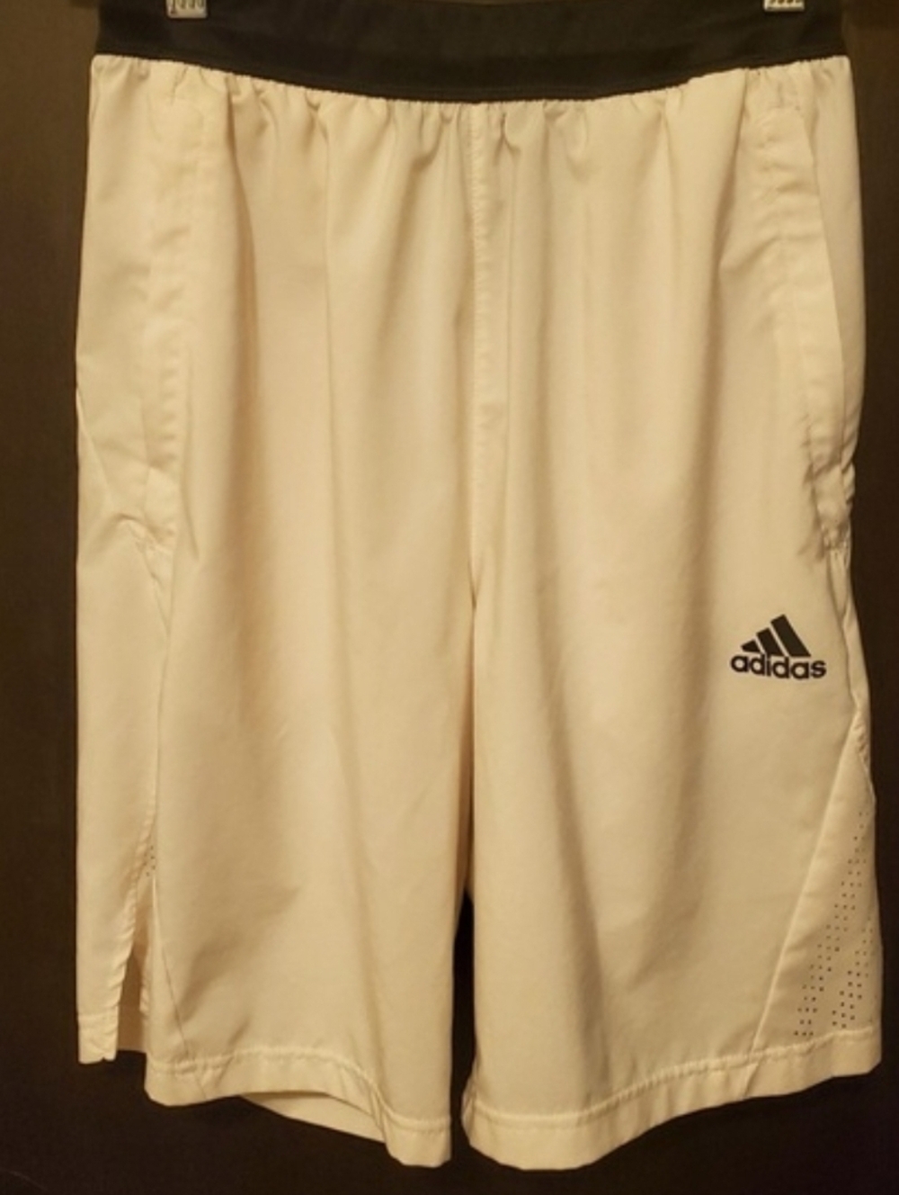 Adidas Men’s Off White Athletic Shorts with Black Waistband